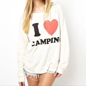 WILDFOX Love Camping Distressed Pullover
